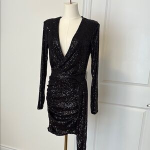 Fashion Nova Black Sequin Long Sleeve Dress